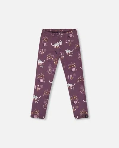 Deux Par Deux Baby Girl's Jersey Leggings Mauve Printed Cats