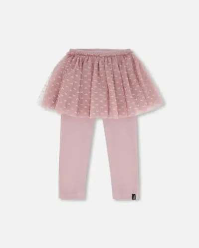 Deux Par Deux Baby Girl's Leggings With Tulle Skirt Lilac In Keepsake Lilac