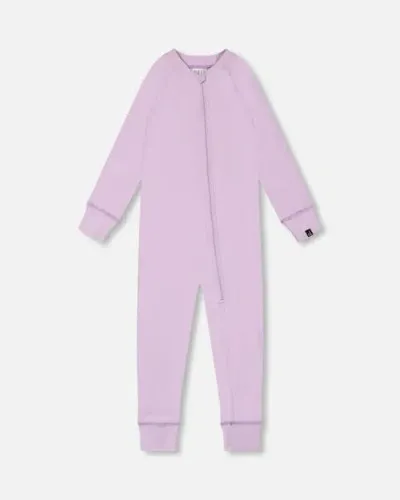 Deux Par Deux Baby Girl's One Piece Thermal Underwear Lilac In Lupine