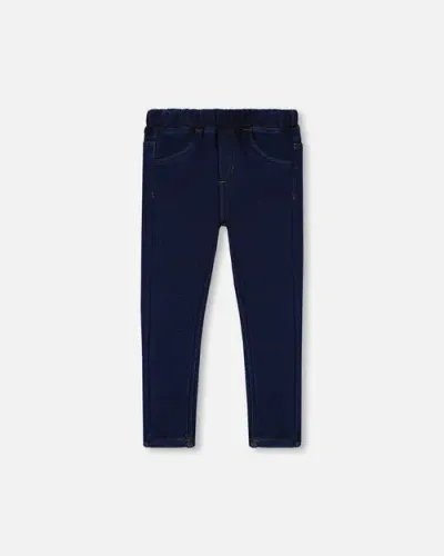 Deux Par Deux Baby Girl's Plush Lined Dark Blue Denim Jeggings In Navy Denim