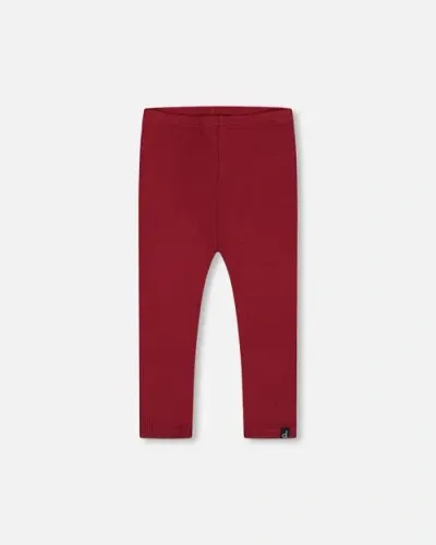 Deux Par Deux Baby Girl's Rib Leggings Burgundy In Windsor Wine