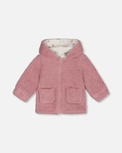 Deux Par Deux Baby Girl's Soft Fleece Hooded Zip Jacket Woodrose