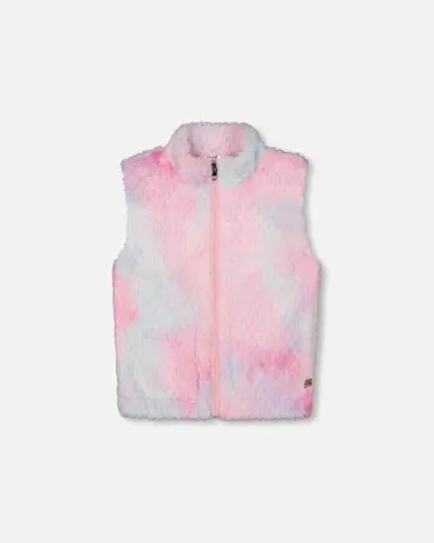 Deux Par Deux Kids'  Girl's Faux Fur Vest Multicolor In Rainbow