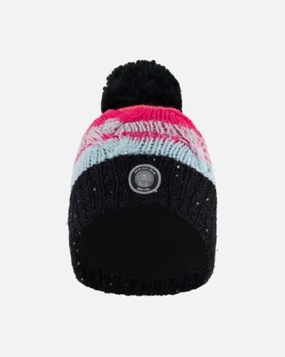 Deux Par Deux Kids'  Girl's Knit Hat Gradient Blue, Coral And Fuschia In Stripes