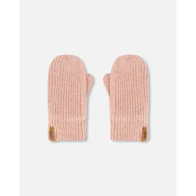 Deux Par Deux Kids'  Girl's Knitted Mittens Dusty Pink In Cameo Brown