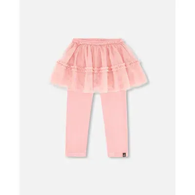 Deux Par Deux Kids'  Girl's Leggings With Tulle Skirt Pink In Mauve Glow