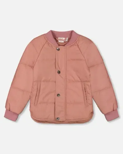 Deux Par Deux Girl's Quilted Jacket Pink In Ash Rose