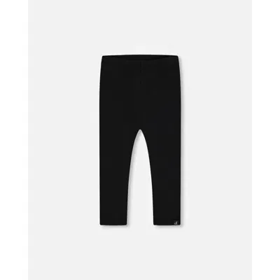 Deux Par Deux Kids'  Girl's Rib Leggings Black In Anthracite