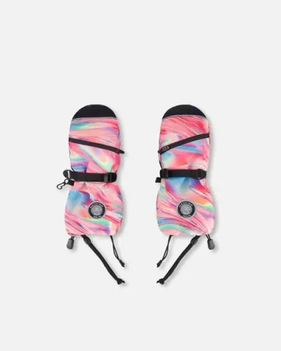 Deux Par Deux Kids'  Girl's Technical Mittens Printed Marble