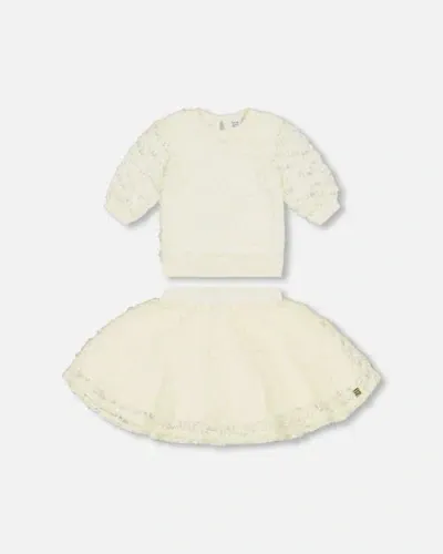 Deux Par Deux Babies'  Little Girl's Eyelet Top And Skirt Set Off White