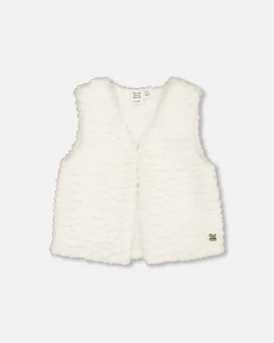 Deux Par Deux Kids'  Little Girl's Faux Fur Vest Off White