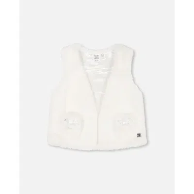 Deux Par Deux Kids'  Little Girl's Faux Fur Vest Off White