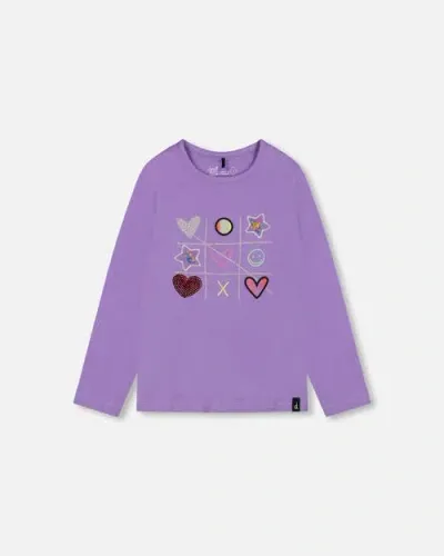 Deux Par Deux Kids'  Little Girl's Long Sleeve T-shirt Purple In Bougainvillea