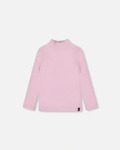 Deux Par Deux Kids'  Little Girl's Super Soft Brushed Mock Neck Top Pink Lavender