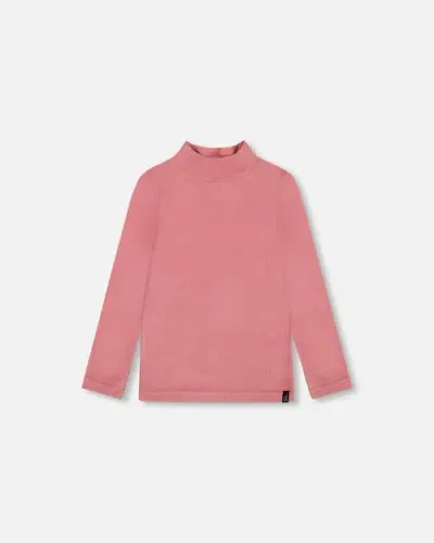 Deux Par Deux Babies'  Little Girl's Super Soft Brushed Mock Neck Top Pink In Mauve Glow