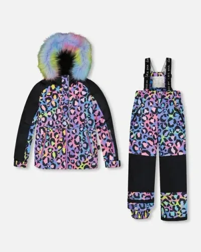 Deux Par Deux Babies'  Little Girl's Two Piece Snowsuit Printed Rainbow Leopard