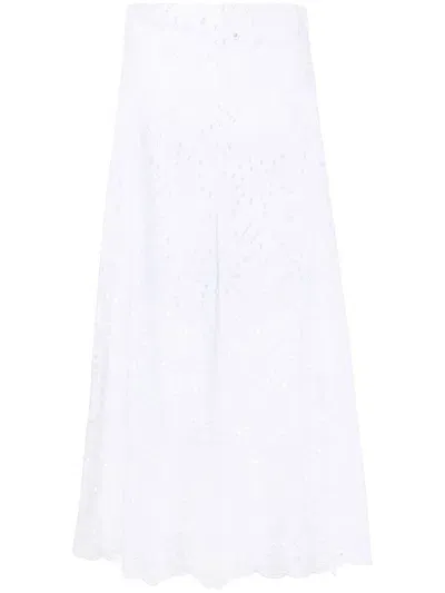 D-exterior Broderie-anglaise Cropped Trousers In White