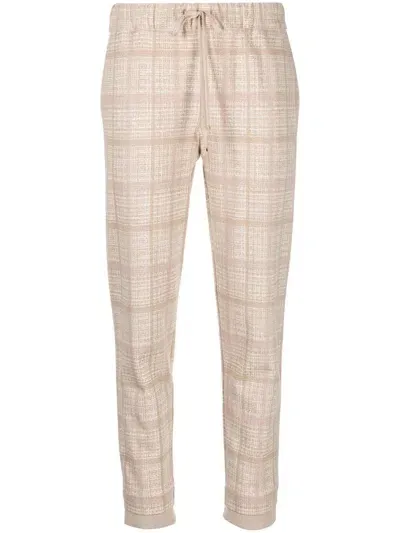 D-exterior Checked Tapered Drawstring Trousers In Nude