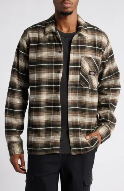 Dickies Forest Check Flannel Button-up Shirt In Mushroom