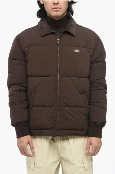 Dickies Solid Color Eisenhower Padded Jacket With Velvet Collar In Brown