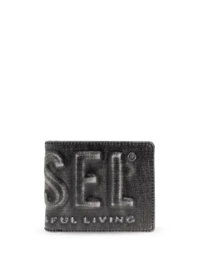 Diesel 3d Bi-fold Wallet In Black