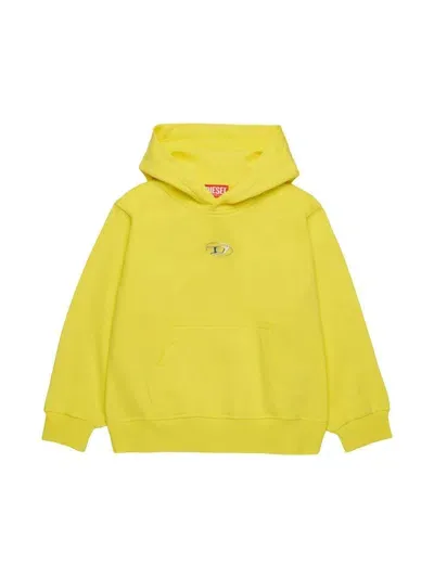 Diesel Kids' Appliqué-logo Hoodie In Yellow