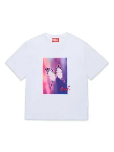 Diesel Kids' Butterfly T-shirt In White