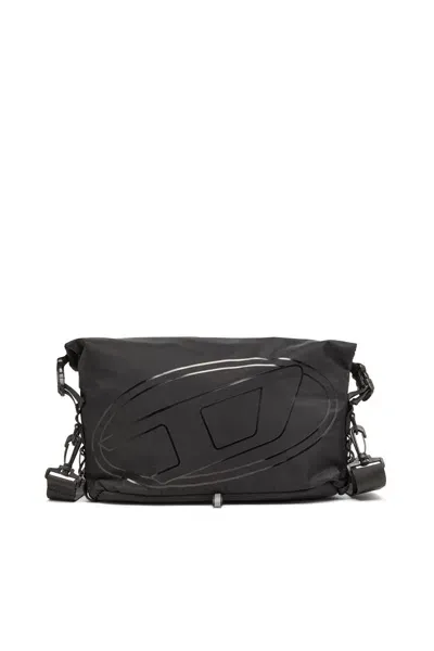 Diesel Drape-crossbody In Nylon Con Stampa Oval D In Nero