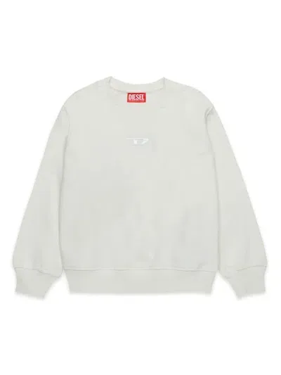 Diesel Kids' Embroidered-logo Cotton Sweatshirt In White