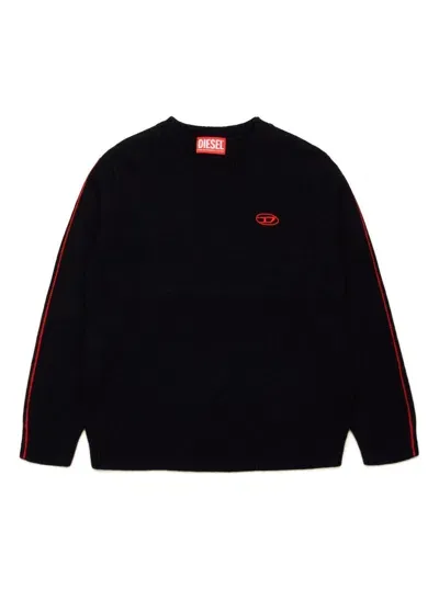 Diesel Kids' Logo-embroidered Jumper In Black