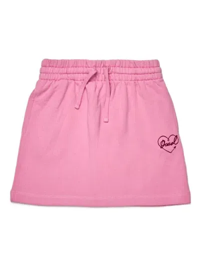 Diesel Kids' Logo-embroidered Drawstring-waistband Skirt In Pink