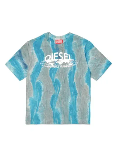 Diesel Kids' Logo-print Cotton T-shirt In Blue