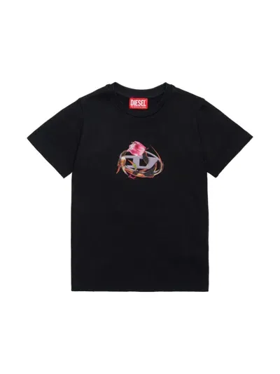 Diesel Kids' Logo-print T-shirt In Black