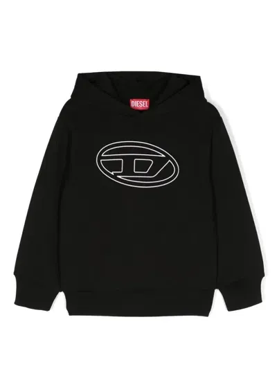 Diesel Kids' Sbigovalhood Cotton Hoodie In Black