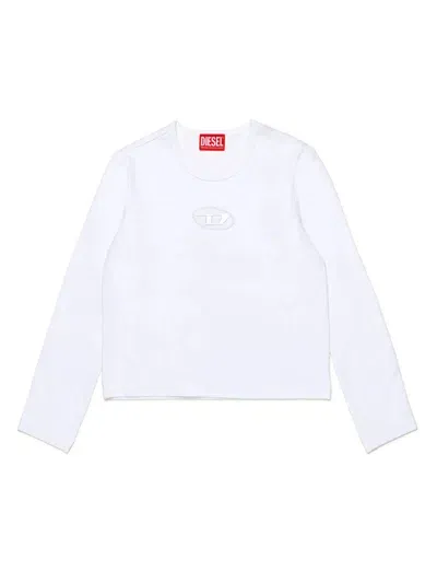 Diesel Kids' Oval D Jersey T-shirt In White