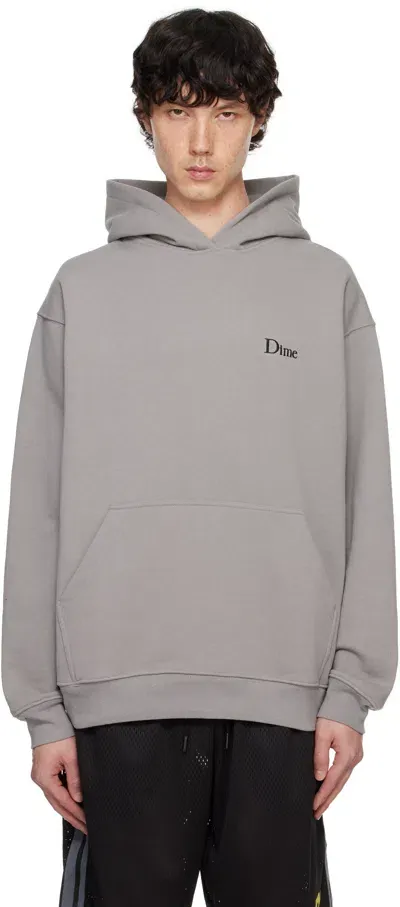 Dime Gray Classic Small Logo Hoodie In Charcoal