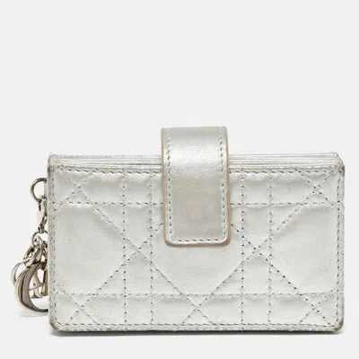 Pre-owned Dior 5 Gusset Card Holder In Silver