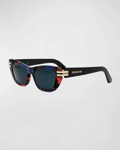 Dior B2u Sunglasses In Havana/blue Solid