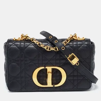 Pre-owned Dior Black Cannage Leather Small Caro Shoulder Bag