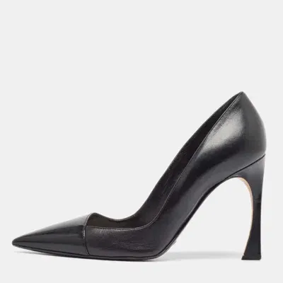 Pre-owned Dior Black Leather Pointed Toe Pumps Size 38