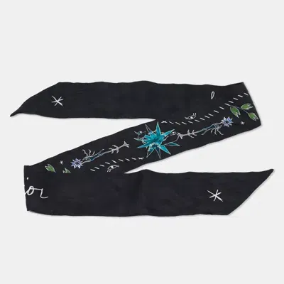 Pre-owned Dior Black Printed Silk L'hiver Mitzah Scarf