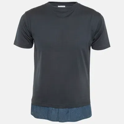 Pre-owned Dior Blue Layered Oblique Cotton T-shirt Xs