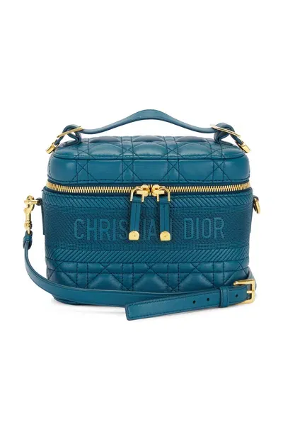 Dior Calfskin Vanity Shoulder Bag In Blue