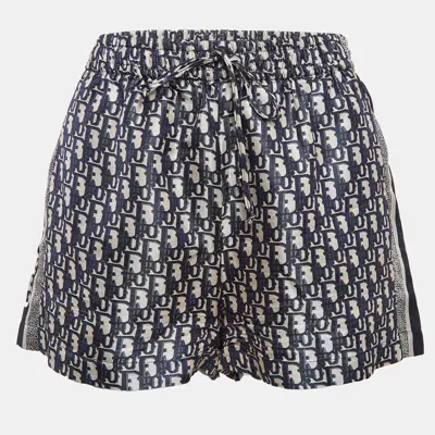 Pre-owned Dior Christian  Blue Oblique Silk Chez Moi Shorts S