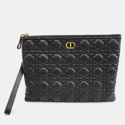 Pre-owned Dior Christian  Caro Daily Clutch In Black