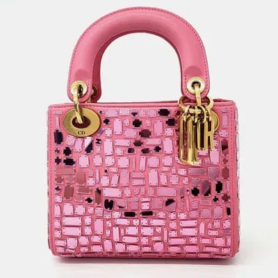 Pre-owned Dior Christian  Crystal Lady Small Bag In Pink