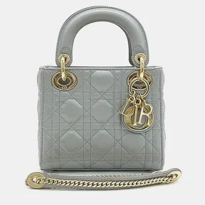 Pre-owned Dior Christian  Lady Mini Bag In Grey