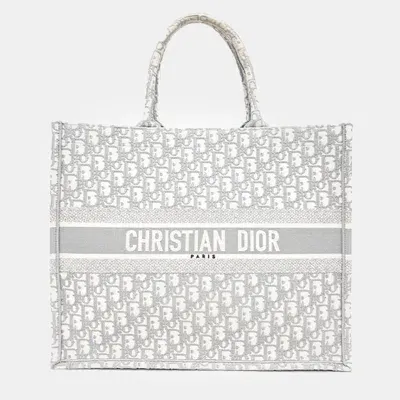 Pre-owned Dior Christian  Oblique Book Tote Bag 42 In Grey