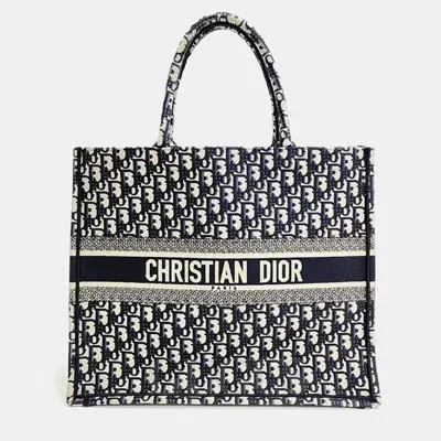 Pre-owned Dior Christian  Oblique Book Tote Bag 42 In Navy Blue