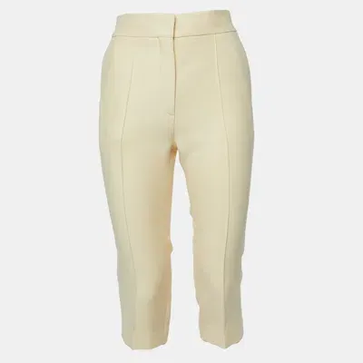 Pre-owned Dior Cream Wool Blend Montaigne Capri Pants S